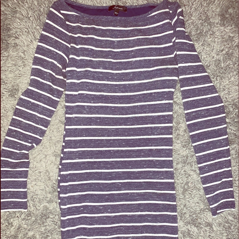 Navy & White Stripped Bodycon Dress